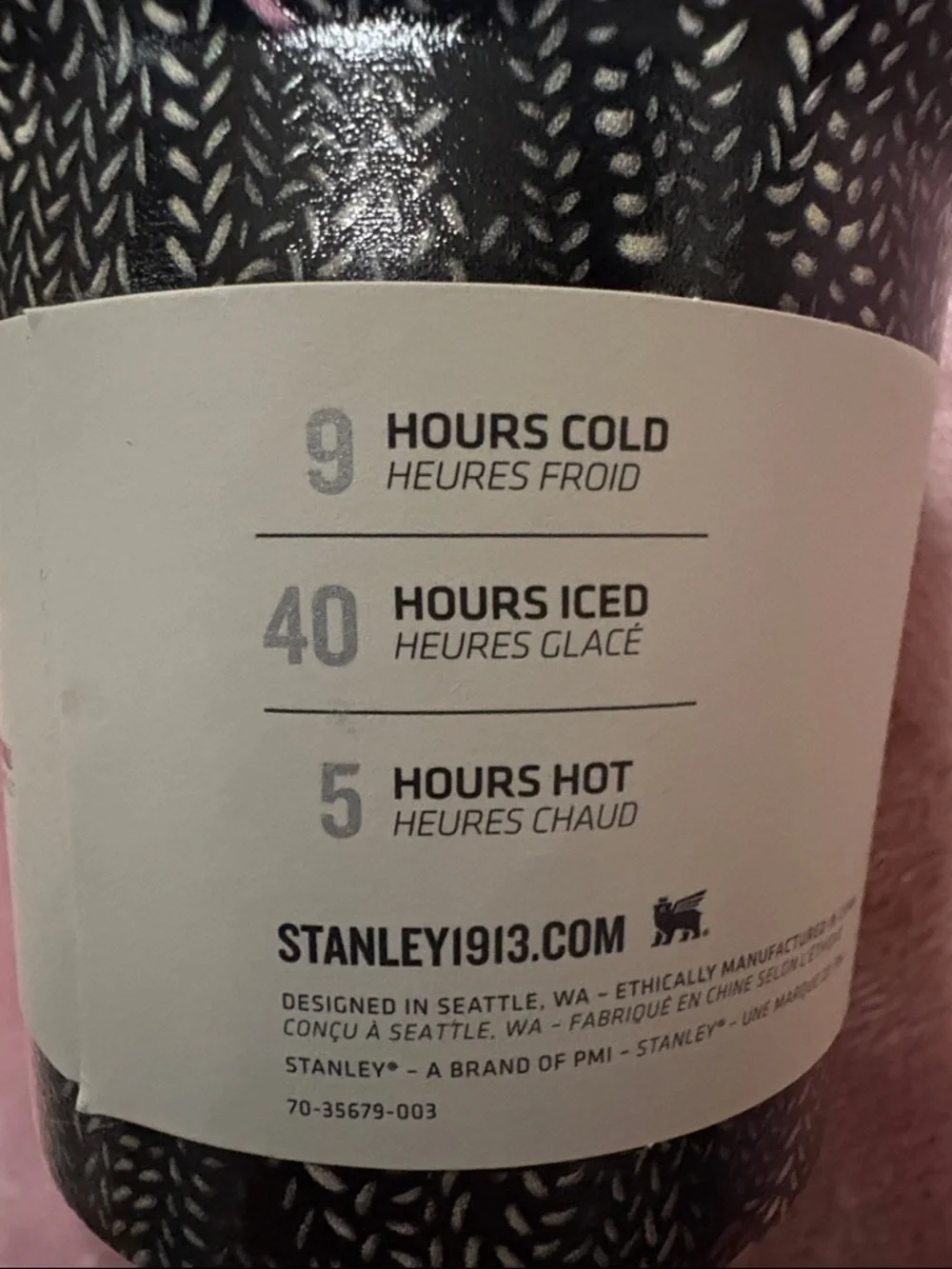 Stanley Black Tumbler with Subtle Pink Accents - Picture 4 of 5